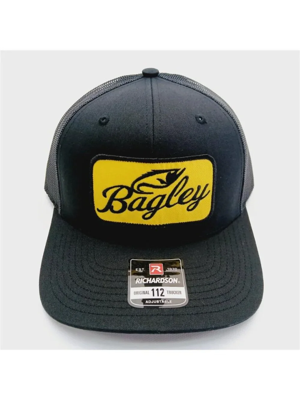 Retro Bagley Bait Co Embroidered Patch Trucker Hat Black Richardson 112 Angler